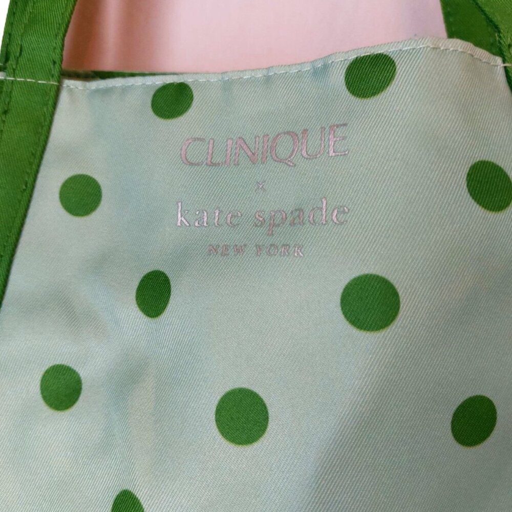 Clinique x Kate Spade Tote Bag Green Polka Dots - Picture 3 of 5
